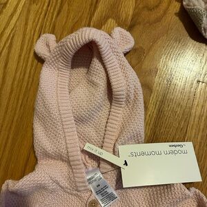 Pink Knit Baby Hoodie with Bear Ears